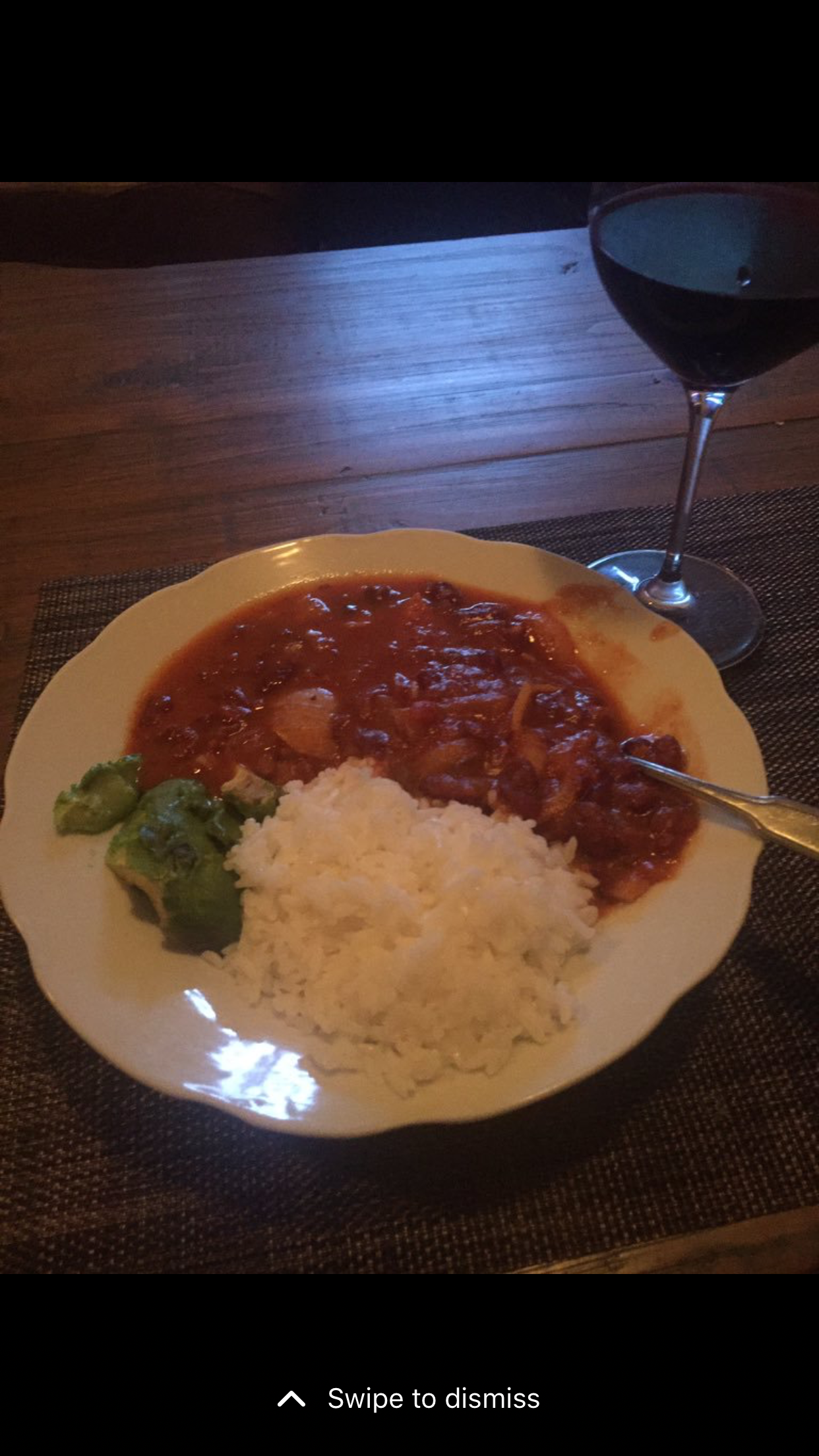 Chili with Rice and Guacamole