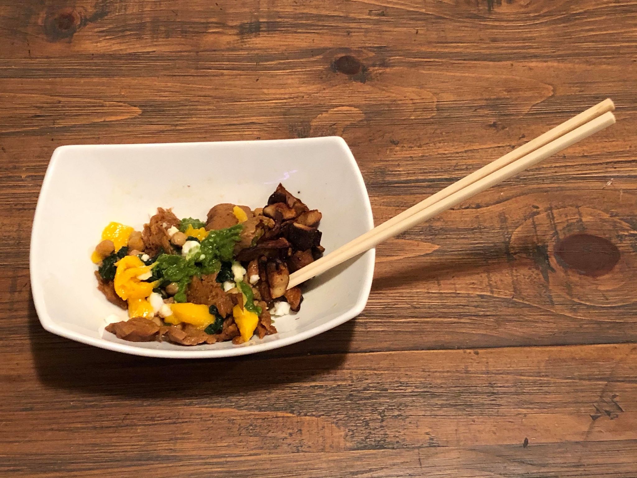 Indian Fusion with Seitan Mango and Vegan Feta